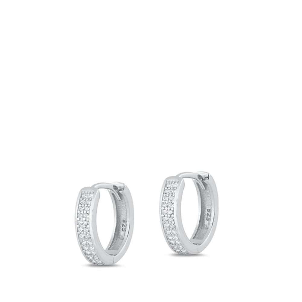 Sterling Silver Classic Clear CZ Classic Elegant Hoop Earrings 925 New