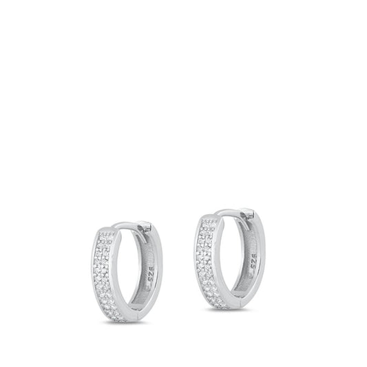 Sterling Silver Classic Clear CZ Classic Elegant Hoop Earrings 925 New