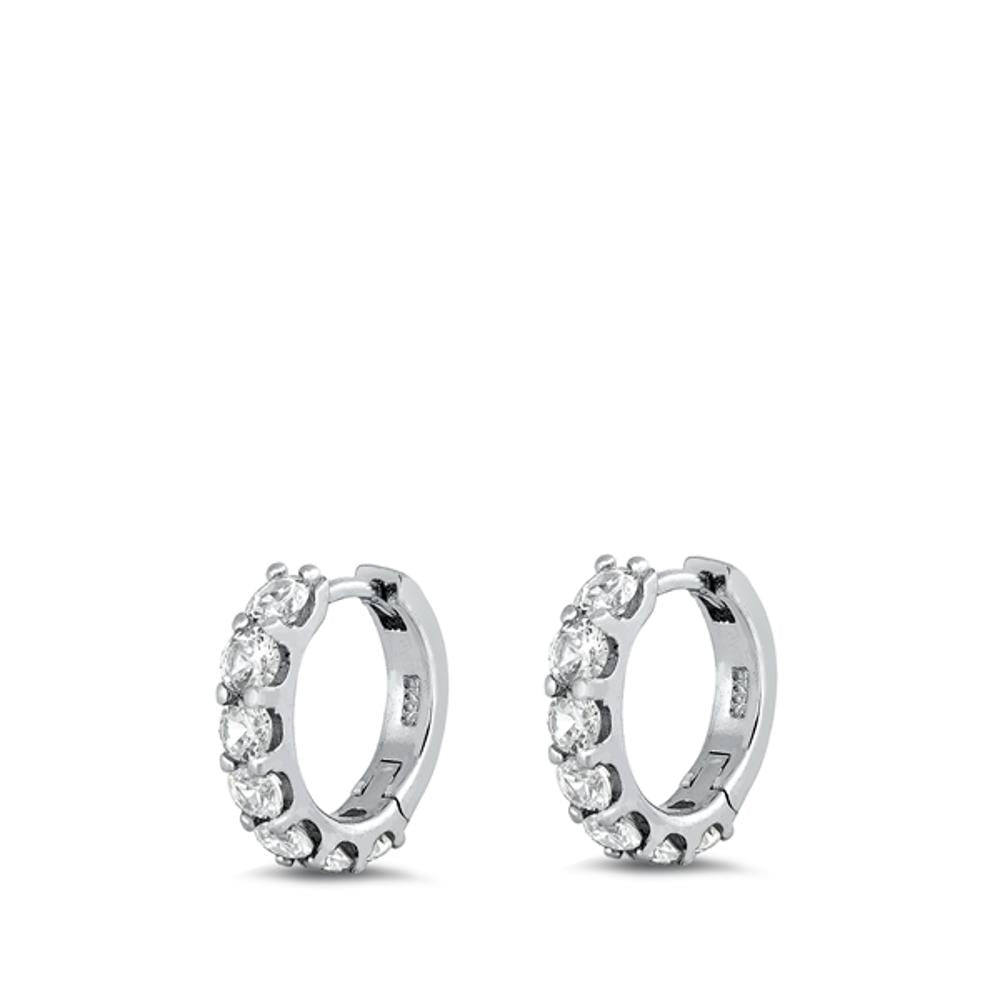 Sterling Silver Wholesale Clear CZ Hoop High Polished Earrings 925 New