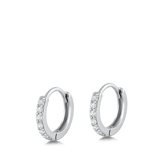 Sterling Silver Wholesale Clear CZ Hoop High Polished Earrings 925 New