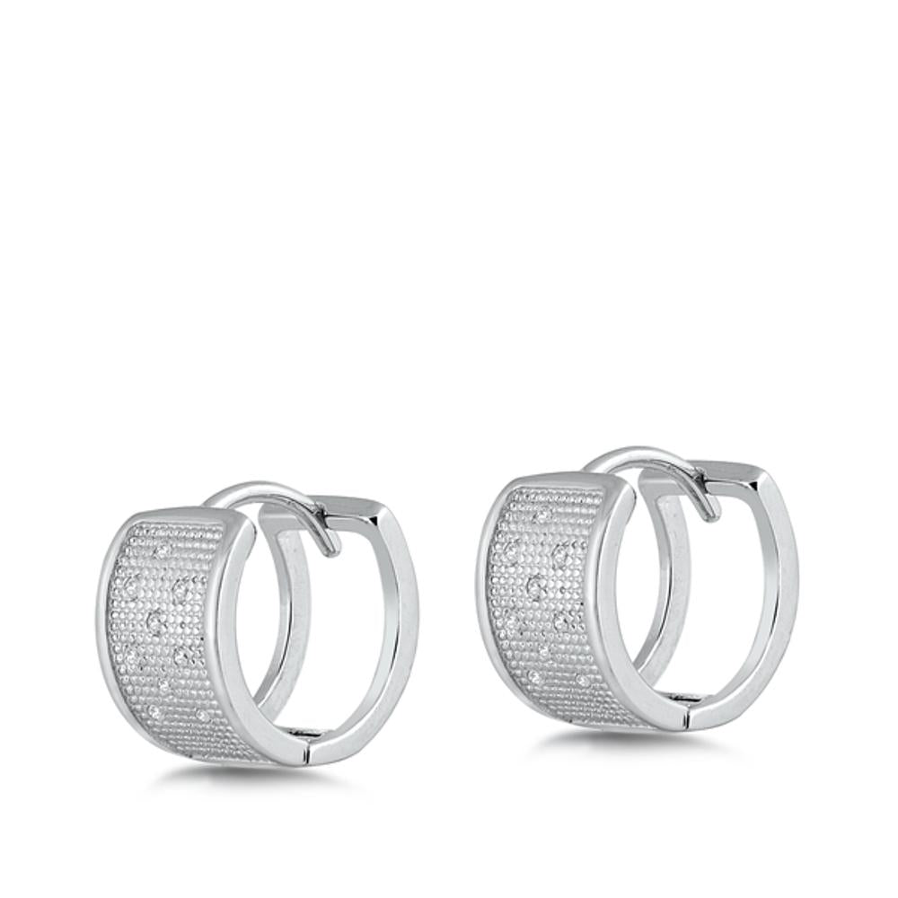 Sterling Silver Fashion Clear CZ Elegant Hoop High Polished Earrings 925 New