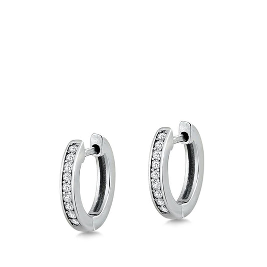 Sterling Silver Classic Clear CZ Hoop High Polished Earrings 925 New
