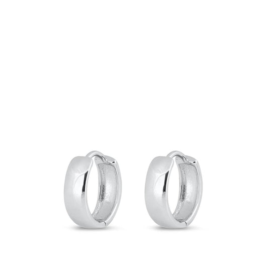 Sterling Silver High Polished Classic Hoop Earrings 925 New