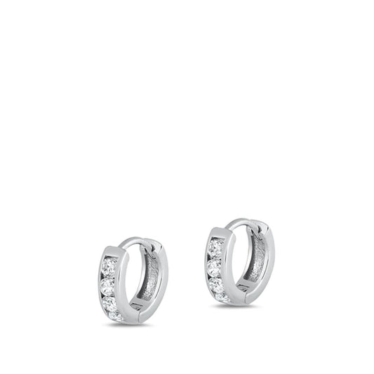Sterling Silver Wholesale Clear CZ Studded Hoop Earrings 925 New