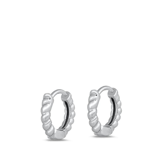 Sterling Silver Beautiful Grooved High Polished Hoop Earrings 925 New