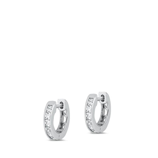 Sterling Silver Wholesale Clear CZ Classic High Polished Hoop Earrings 925 New