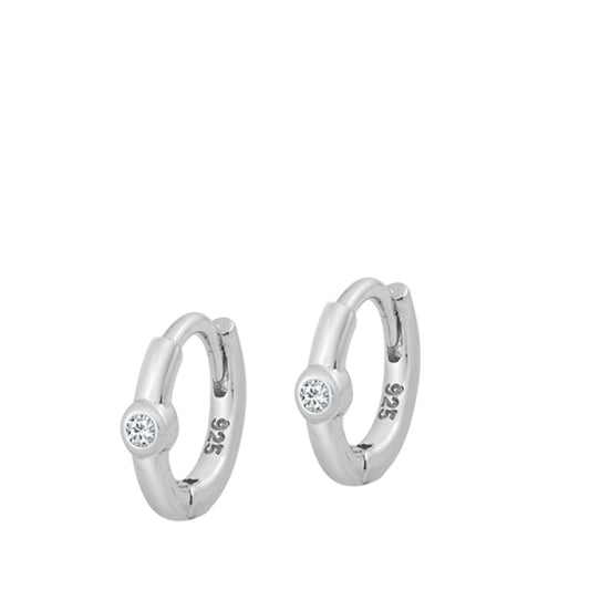 Sterling Silver Wholesale Clear CZ Simple High Polished Hoop Earrings 925 New