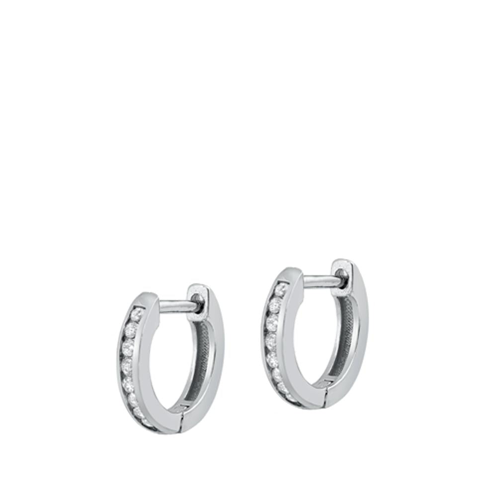 Sterling Silver Wholesale Clear CZ High Polished Hoop Earrings 925 New