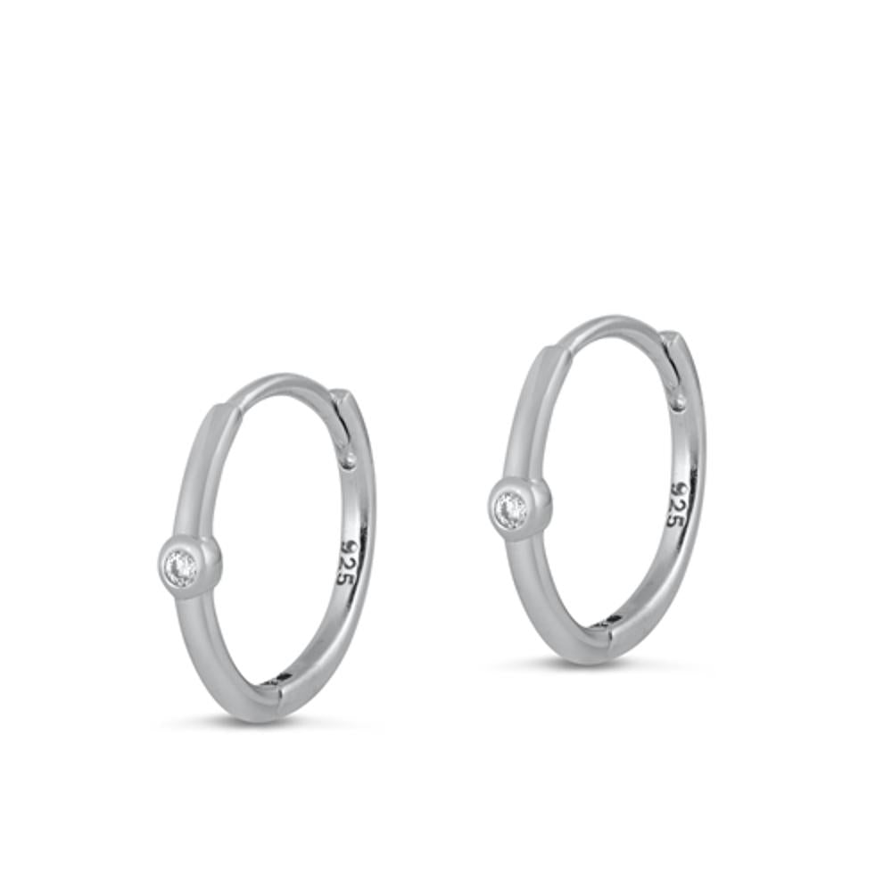 Sterling Silver Beautiful Clear CZ High Polished Earrings 925 New