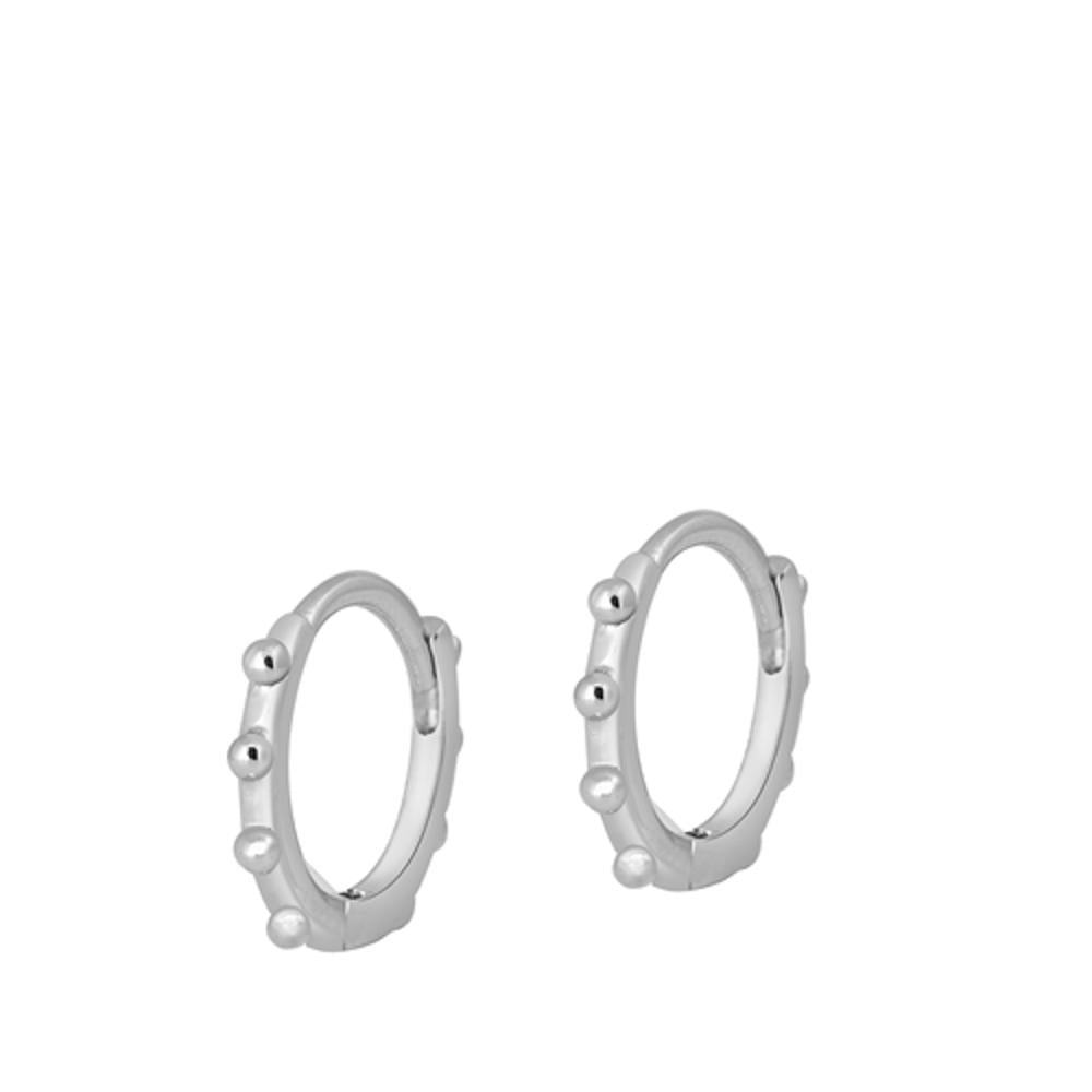 Sterling Silver Fashion Granulated Bali High Polished Hoop Earrings 925 New
