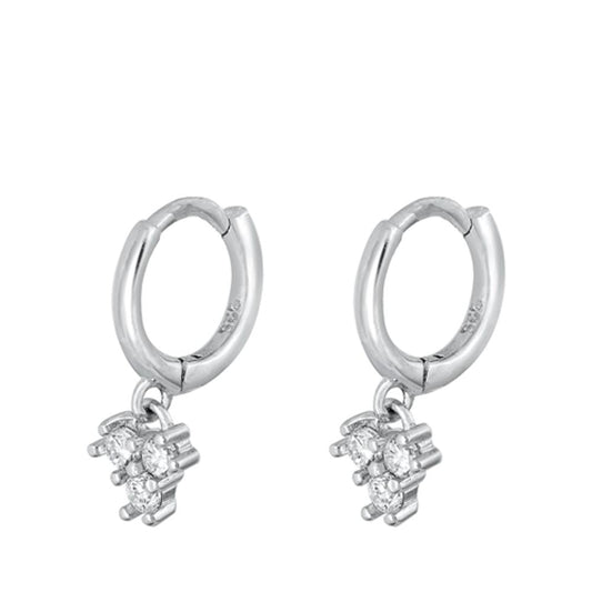 Sterling Silver Beautiful Chic Clear CZ Hoop Fashion Earrings .925 New