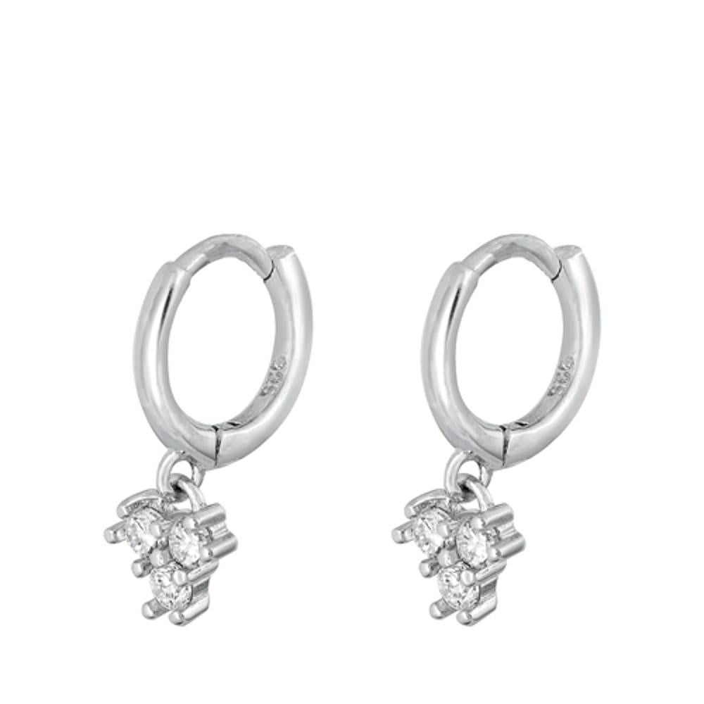 Sterling Silver Beautiful Chic Clear CZ Hoop Fashion Earrings .925 New