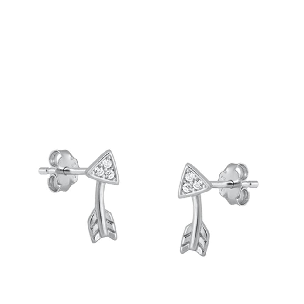 Sterling Silver Fashion Clear CZ High Polished Earrings 925 New