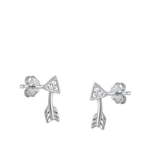 Sterling Silver Fashion Clear CZ High Polished Earrings 925 New