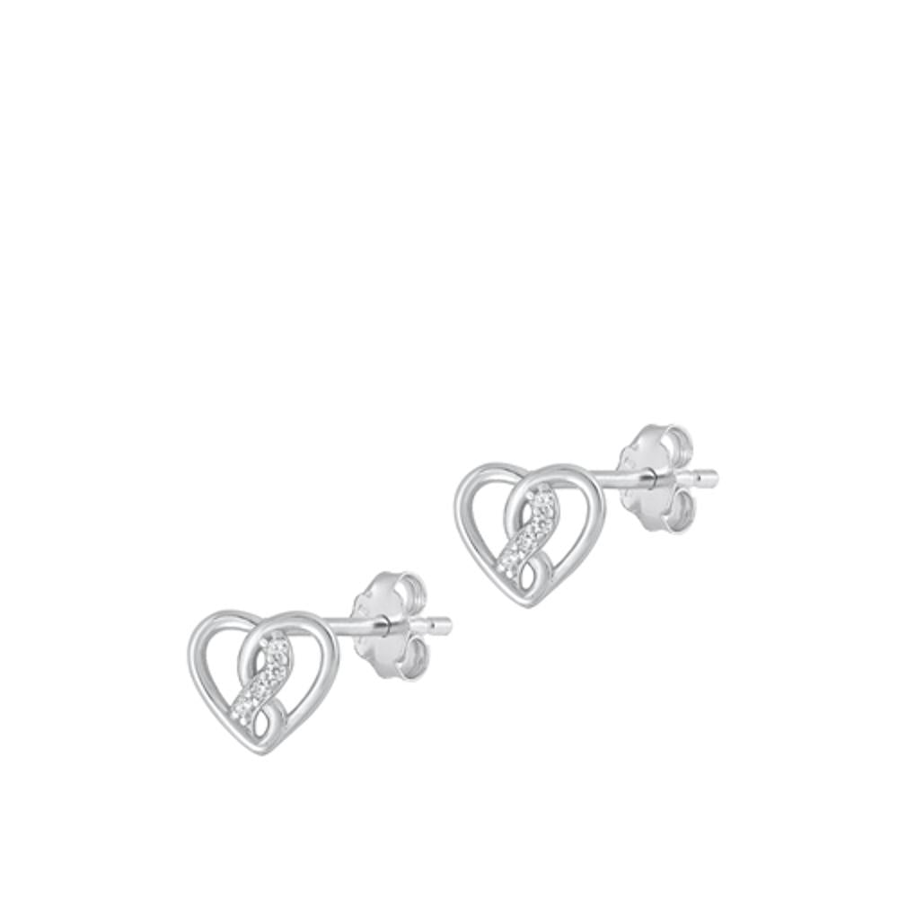 Sterling Silver Unique Chic Fashion Clear CZ Infinity Heart Earrings 925 New