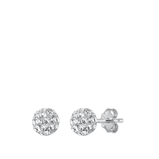 Sterling Silver Fashion Rhinestone Simulated Clear Earrings 925 New