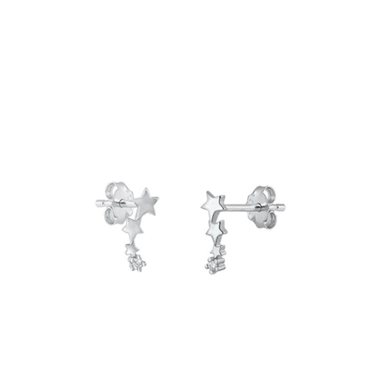 Sterling Silver Beautiful Multi Shooting Stars Hanging Stud Earrings Post .925
