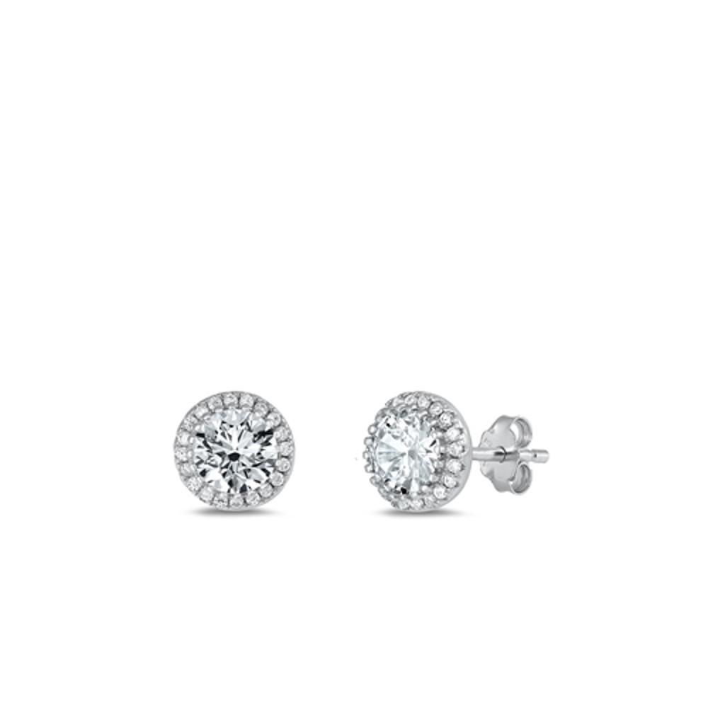 Sterling Silver Wholesale Clear CZ Clear High Polished Stud Earrings .925 New