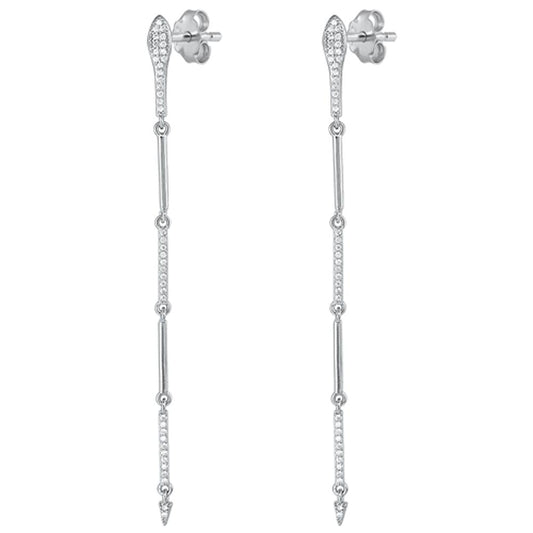 Sterling Silver Wholesale Clear CZ Dangle High Polished Fashion Earrings 925 New