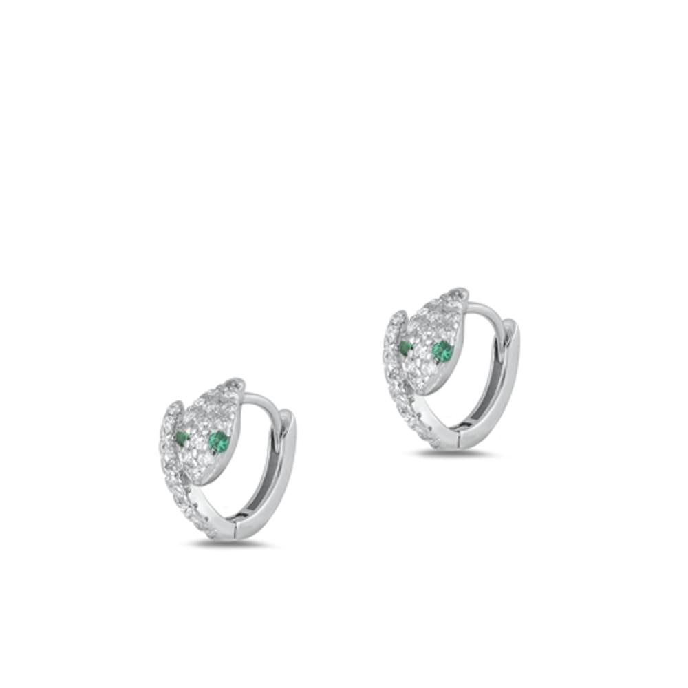 Sterling Silver Unique Clear CZ High Polished Fashion Snake Earrings .925 New