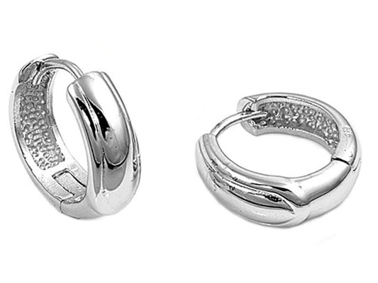 Sterling Silver Modern Hoop High Polish Elegant Earrings Clear CZ 925 New