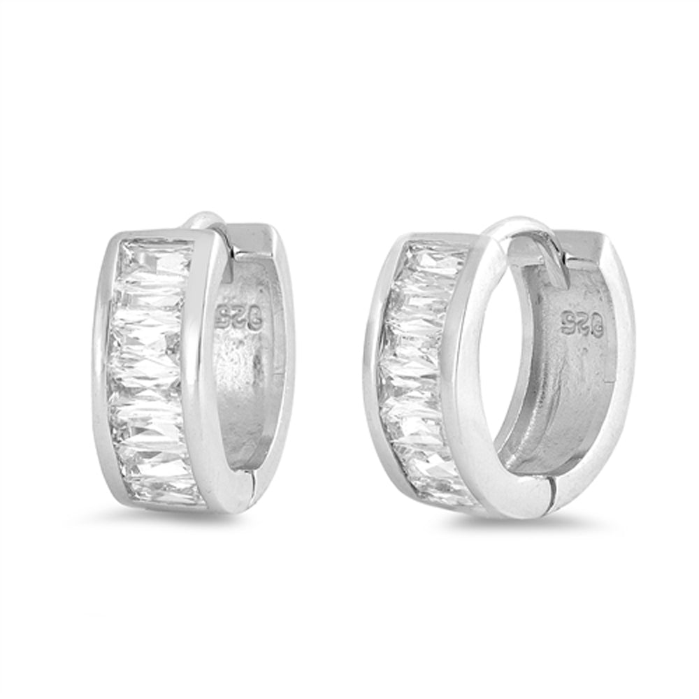 Sterling Silver Elegant Vintage Style Cuff Classic Studded Earrings Clear CZ 925