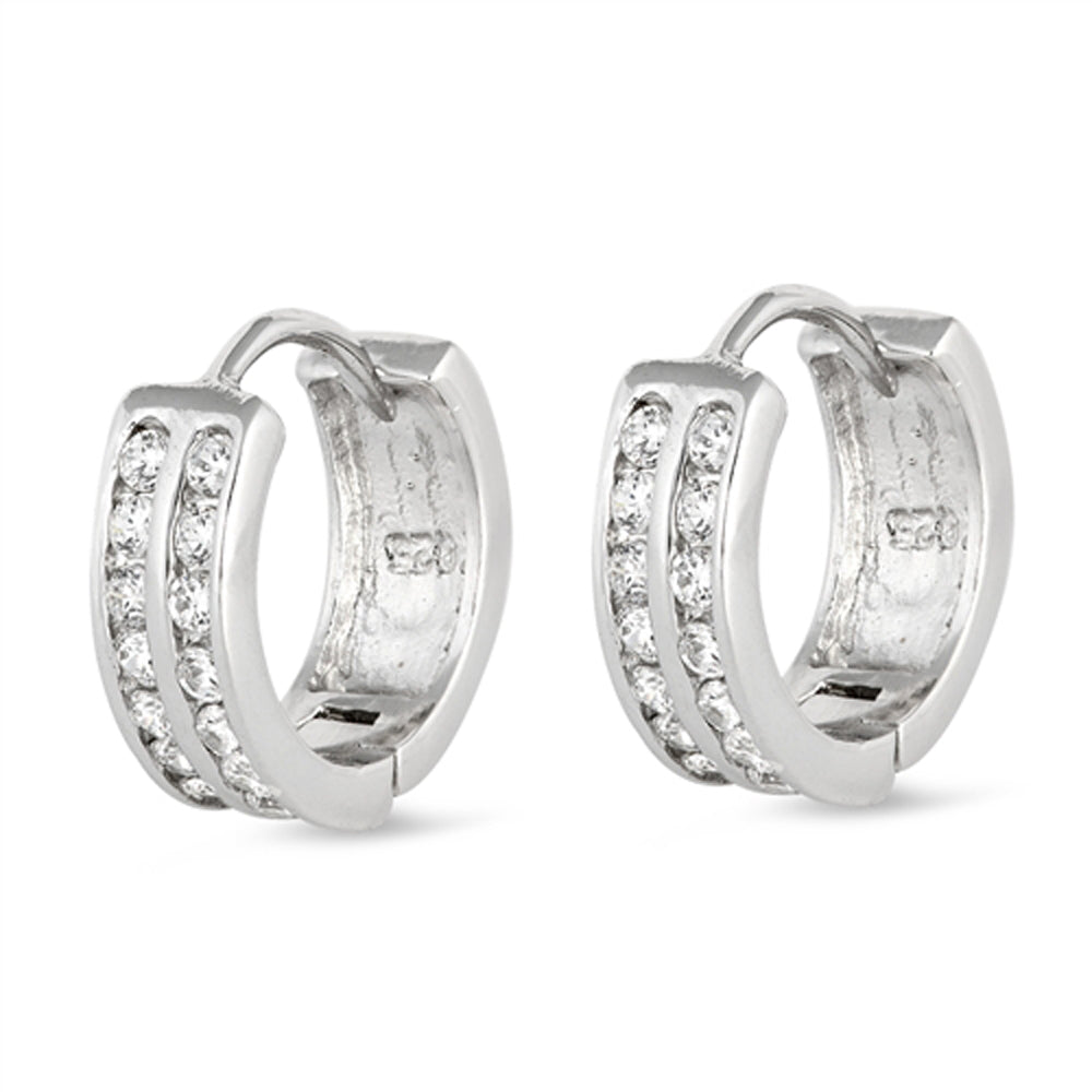 Sterling Silver Elegant Cuff Classic Vintage Style Traditional Earrings Clear CZ