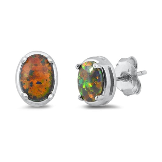 Sterling Silver Beautiful Mystic Synthetic Opal High Polished Earrings 925 New