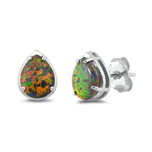 Sterling Silver Cute Classic Mystic Synthetic Opal Stud Fashion Earrings 925 New