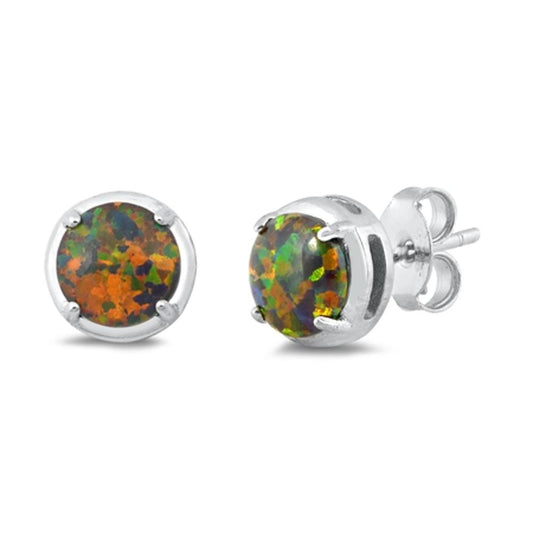 Sterling Silver Fashion Mystic Synthetic Opal High Polished Earrings 925 New