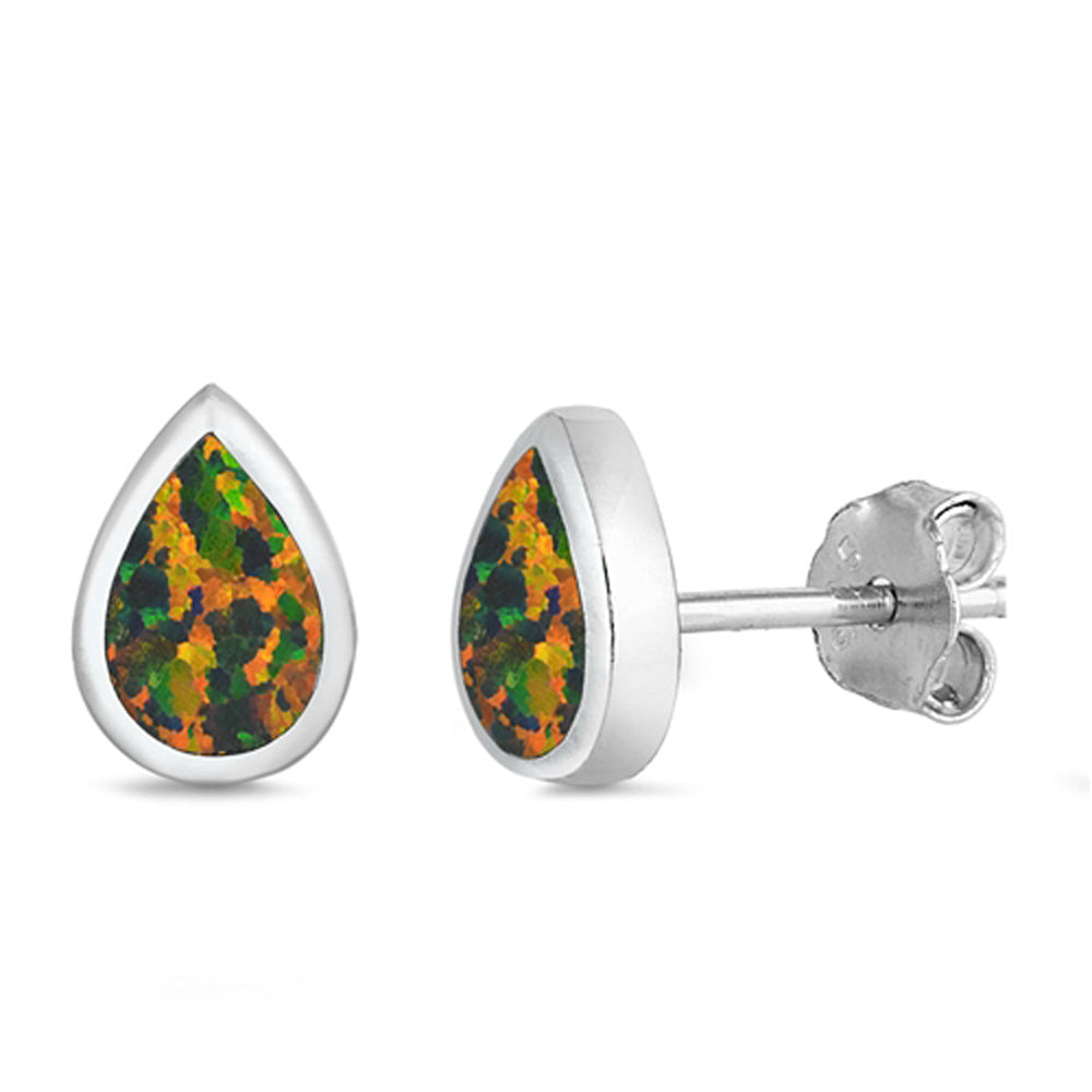 Sterling Silver Wholesale Mystic Synthetic Opal Teardrop Earrings 925 New