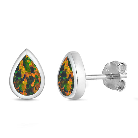 Sterling Silver Wholesale Mystic Synthetic Opal Teardrop Earrings 925 New
