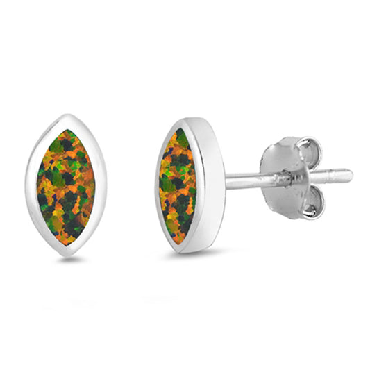 Sterling Silver Beautiful Mystic Synthetic Opal Stud Fashion Earrings 925 New