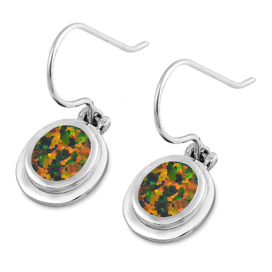 Sterling Silver Simple Oval High Polish Classic Earrings Mystic Synthetic Opal
