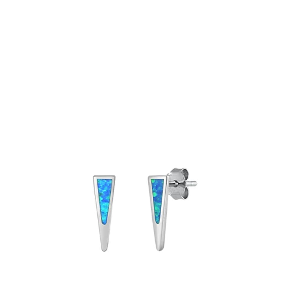 Sterling Silver Cute Blue Synthetic Opal Icicle Christmas Winter Earrings 925