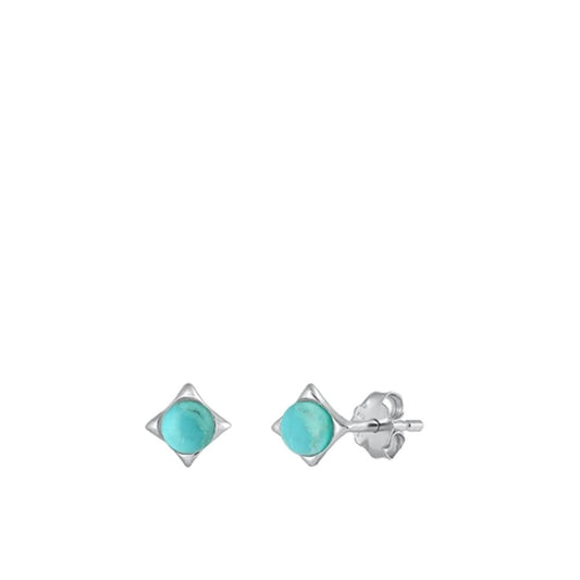 Sterling Silver Wholesale Turquoise High Polished Stud Fashion Earrings .925 New