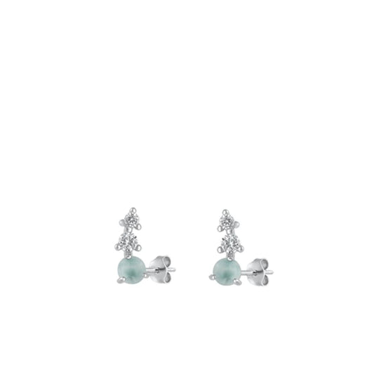 Sterling Silver Unique Larimar Stud Fashion Earrings .925 New