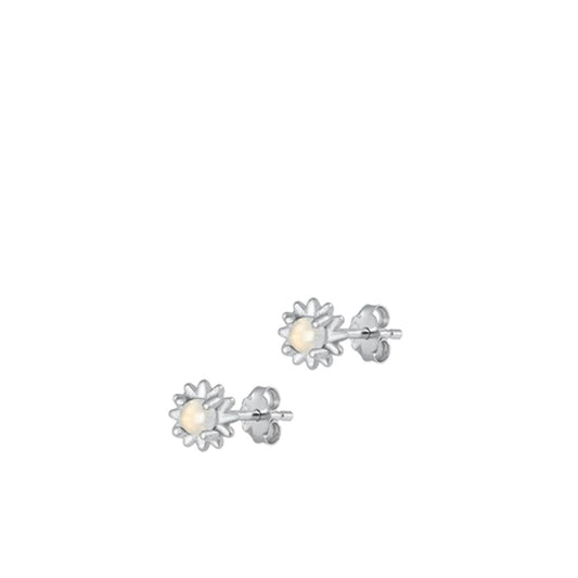 Sterling Silver Unique Moonstone Snowflake High Polished Stud Earrings .925 New