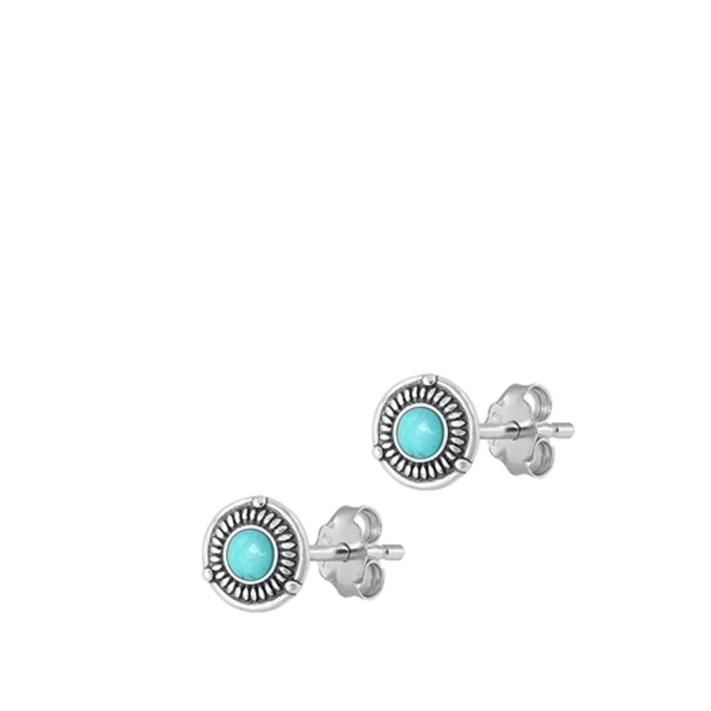 Sterling Silver Wholesale Turquoise Bali Oxidized Polished Earrings .925 New
