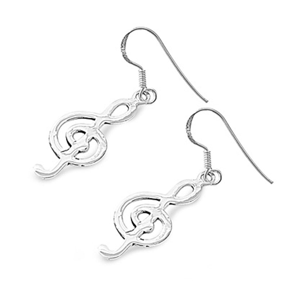 Music Note Treble Clef Earrings .925 Sterling Silver