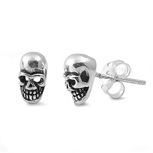 Skull Biker Stud Earrings .925 Sterling Silver