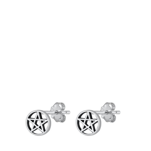 Pentagram Stud Earrings .925 Sterling Silver