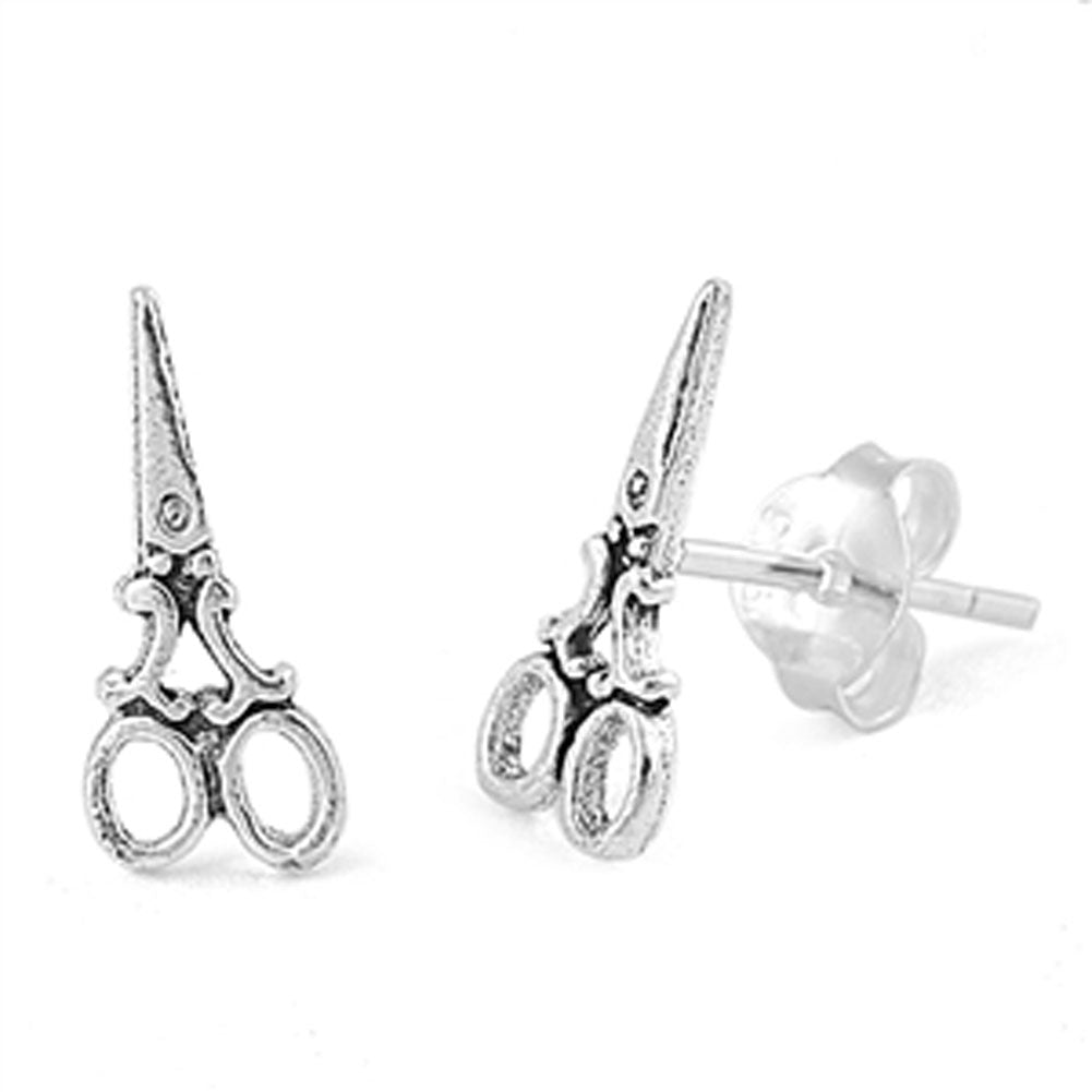 Scissors Barber Stud Earrings .925 Sterling Silver