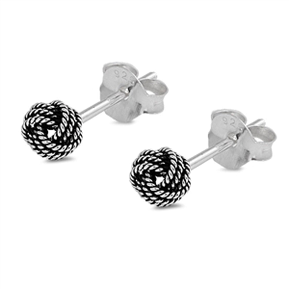 Sterling Silver Triple Rope Knot Twist Weave Braid Oxidized Earrings 925 New