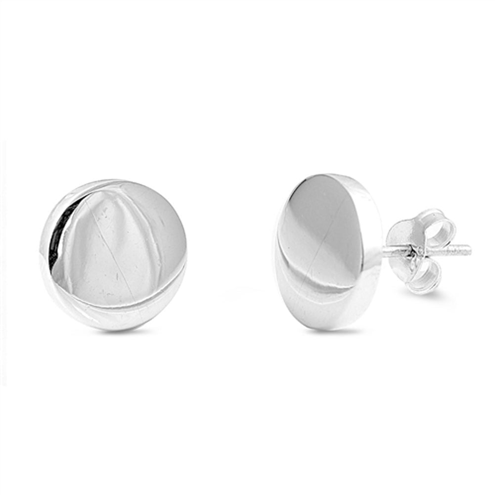 Shiny Circle High Polish Modern .925 Sterling Silver Minimalist Classic Stud Earrings