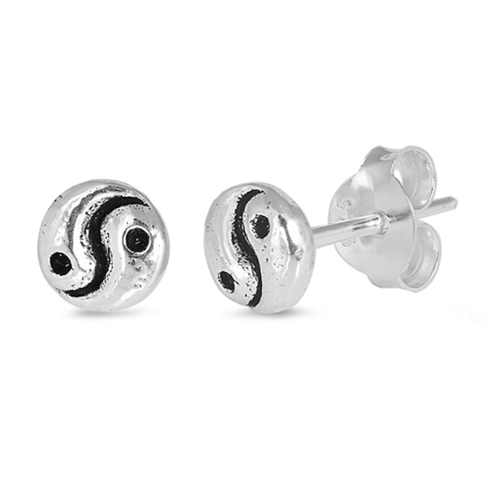 Sterling Silver Simple Yin Yang Classic Traditional Peace Earrings 925 New