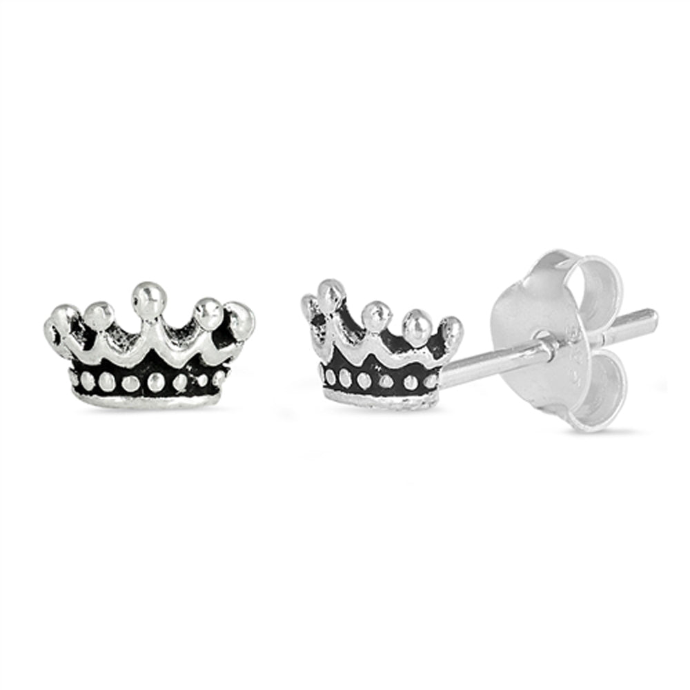 Sterling Silver Classic Crown Royal King Queen Earrings 925 New