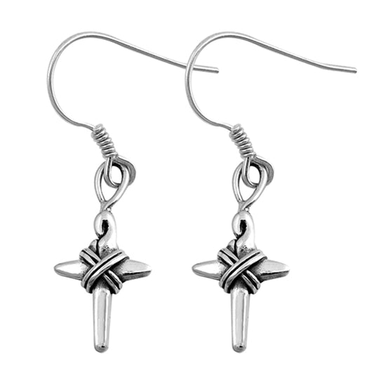 Sterling Silver Woven Cross High Polish Twist Unique Earrings 925 New