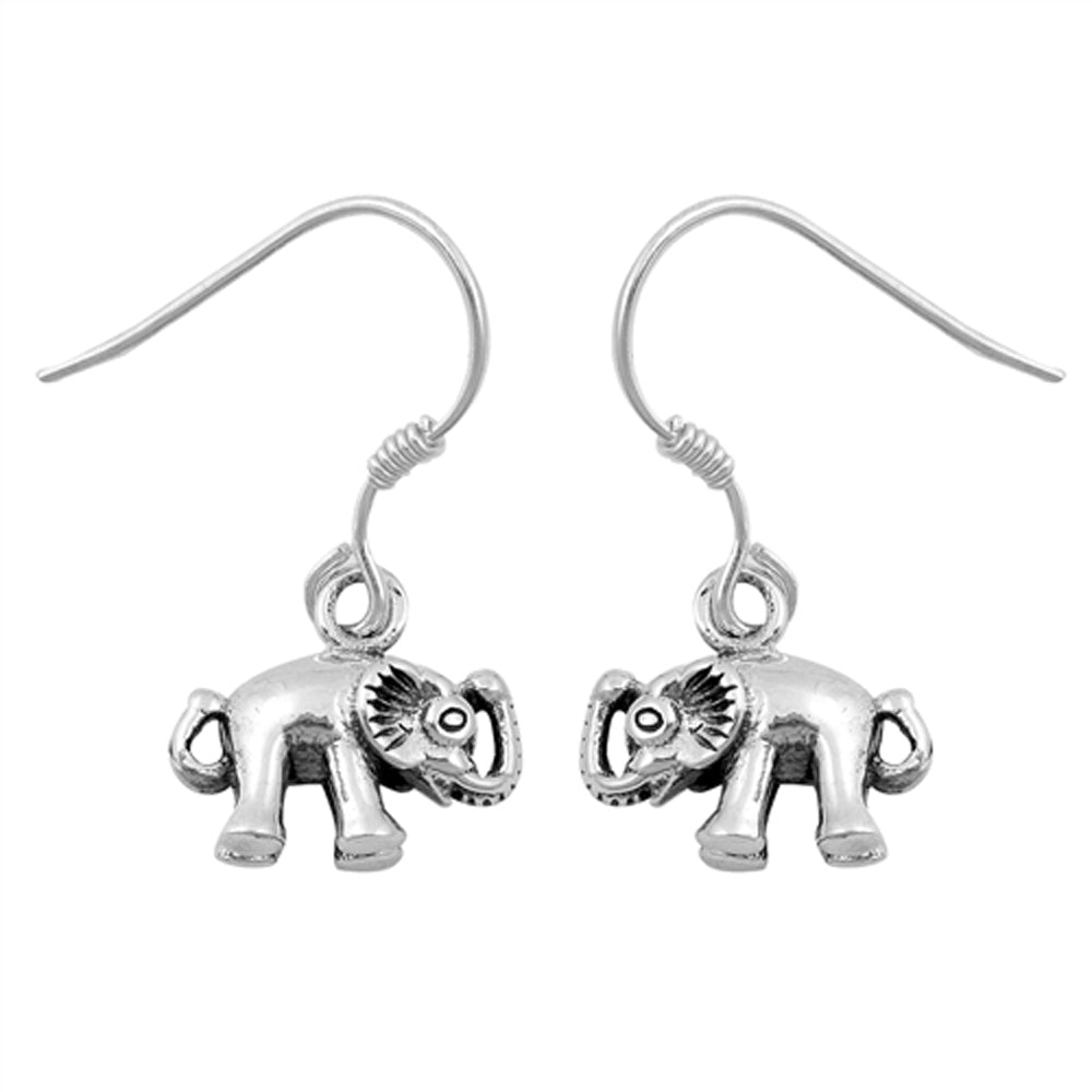 Sterling Silver Simple Elephant Animal Cute Earrings 925 New