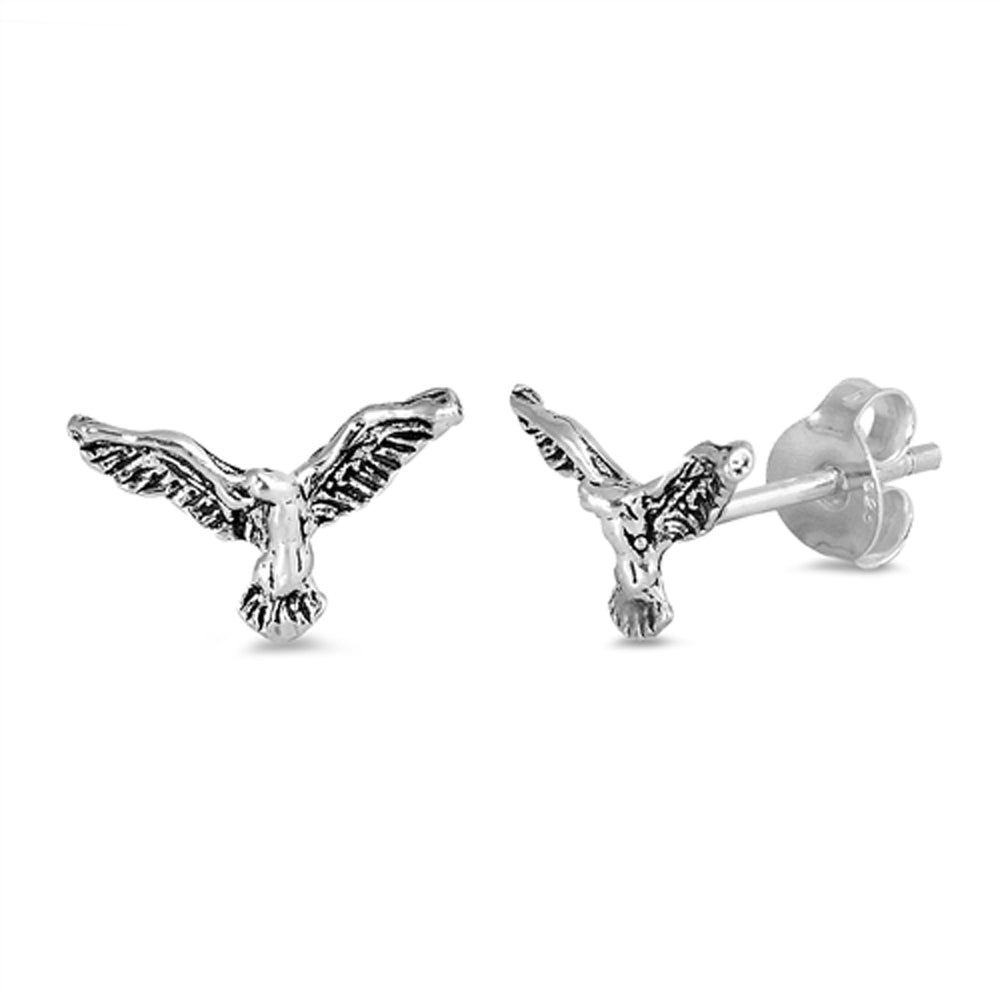 Sterling Silver Flying Bird Seagull Animal Nature Earrings 925 New